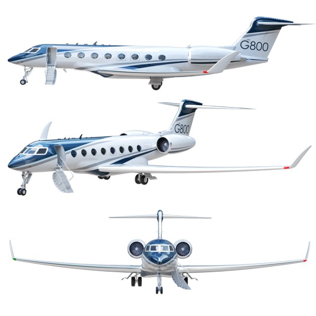 Aircraft Gulfstream G800 Model 3D .c4d .max .obj .3ds .fbx .stl .blend 