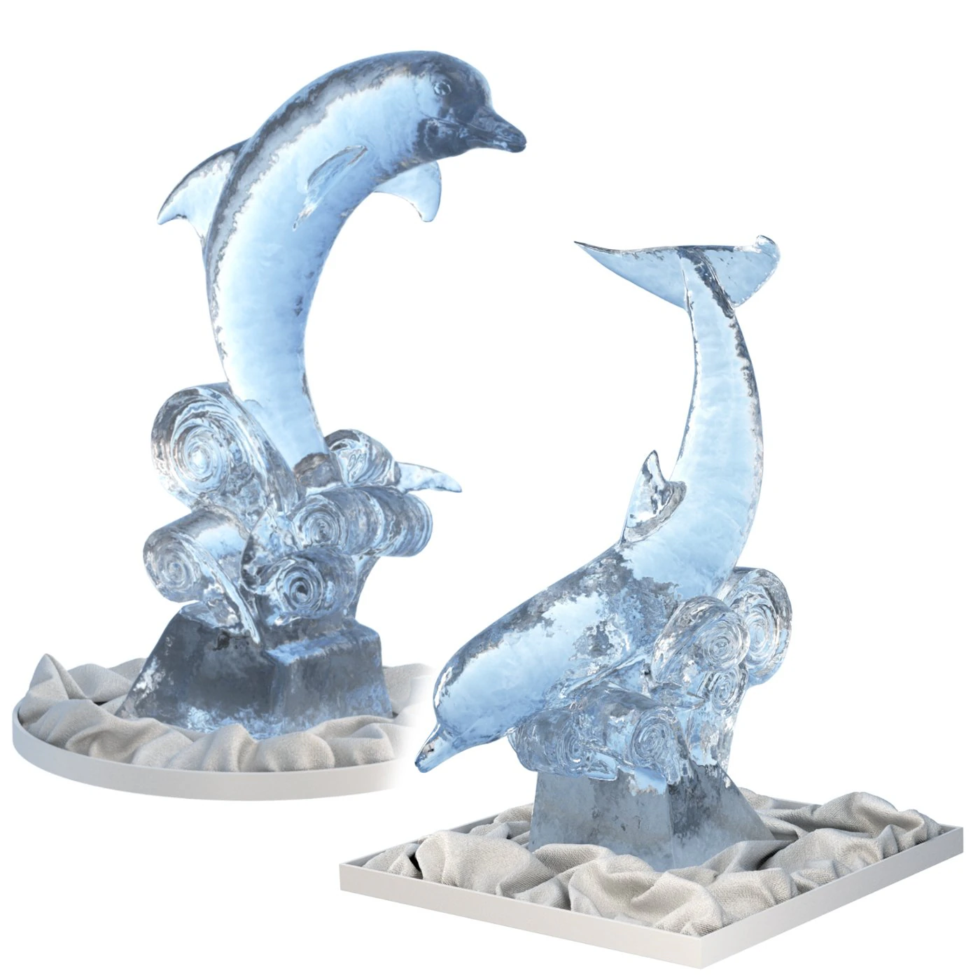 Ice sculpture Dolphin 3D Model .c4d .max .obj .3ds .fbx .stl .blend 