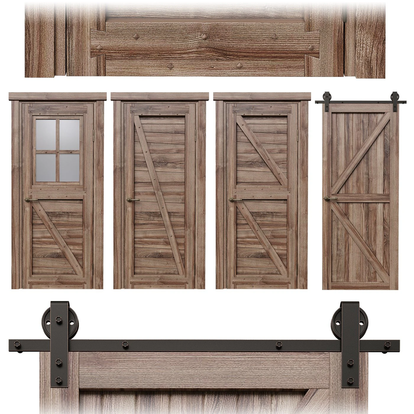 Barn doors 2 3D Model .c4d .max .obj .3ds .fbx .stl .blend 