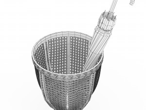 Basket with umbrella Model 3D