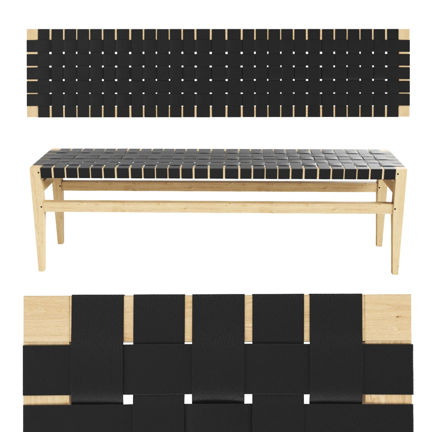 Bench Leather weave 3D Model .c4d .max .obj .3ds .fbx .stl .blend 