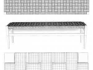 Bench Leather weave 3D-Modell