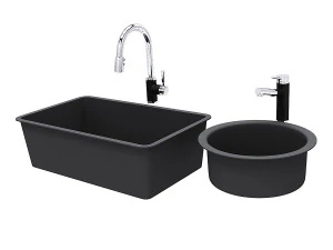 Grifo monomando y lavabo Blanco Modelo 3D