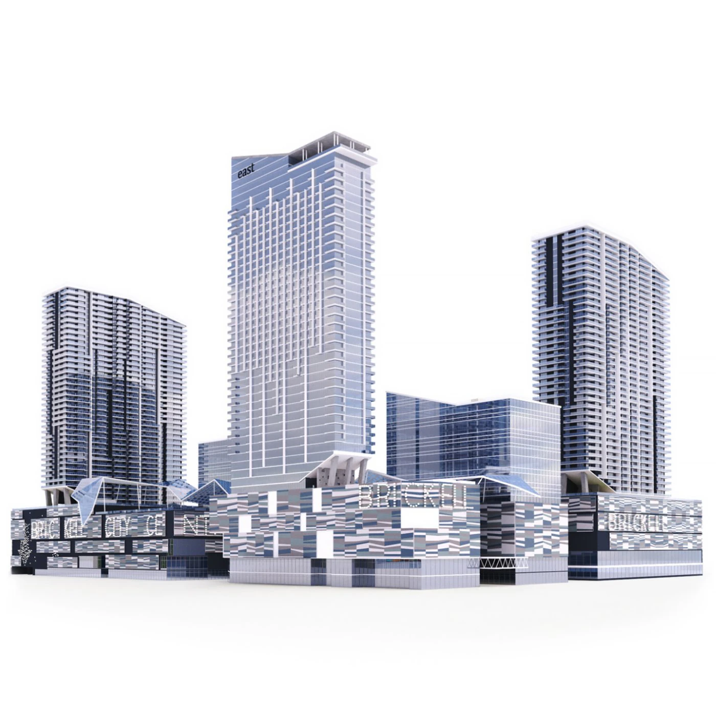 Brickell Miami Shopping and Office Center 3D Model .c4d .max .obj .3ds .fbx .stl .blend 