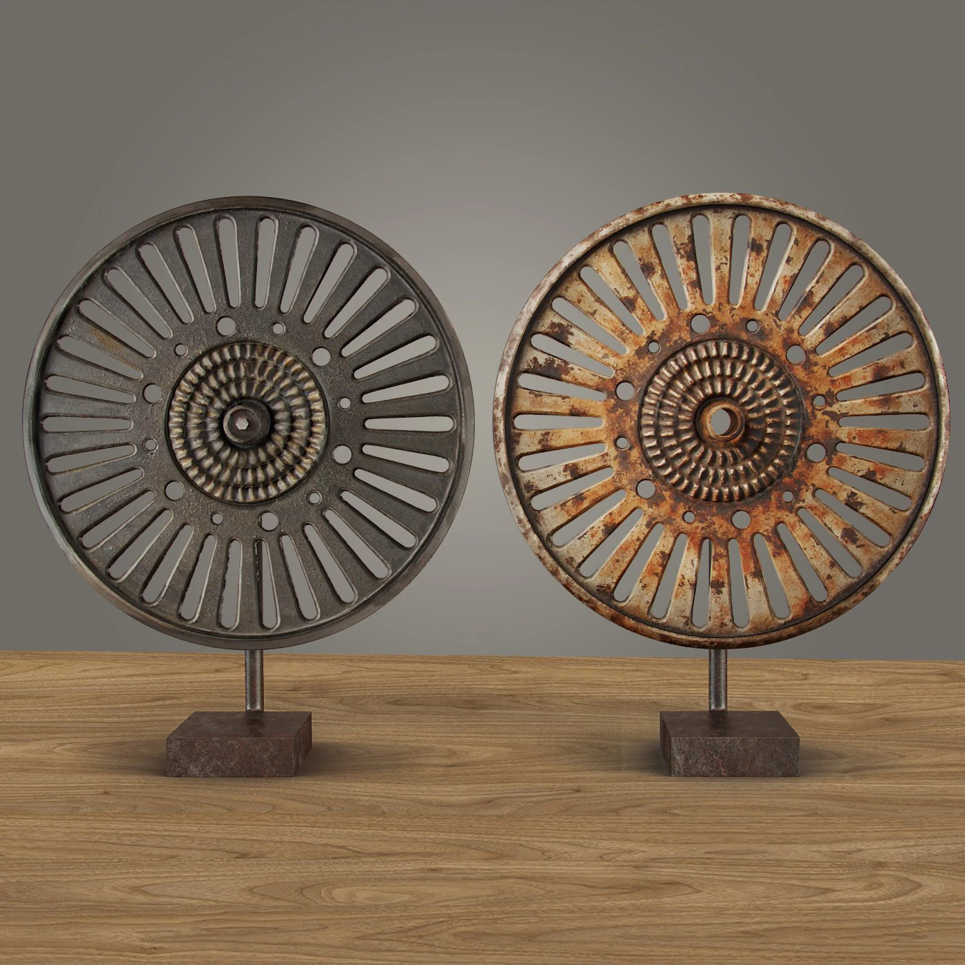 Cast Iron Factory Wheels 3D Model .c4d .max .obj .3ds .fbx .stl .blend 