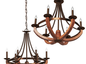 Chandelier astounding rustic wrought iron 3D Model
