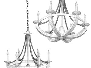 Chandelier astounding rustic wrought iron 3D 모델