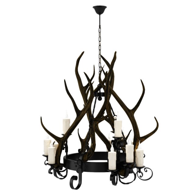Horn chandelier 3D Model .c4d .max .obj .3ds .fbx .stl .blend 