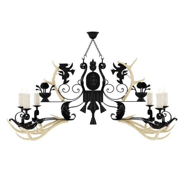Horn chandelier 2 Model 3D .c4d .max .obj .3ds .fbx .stl .blend 