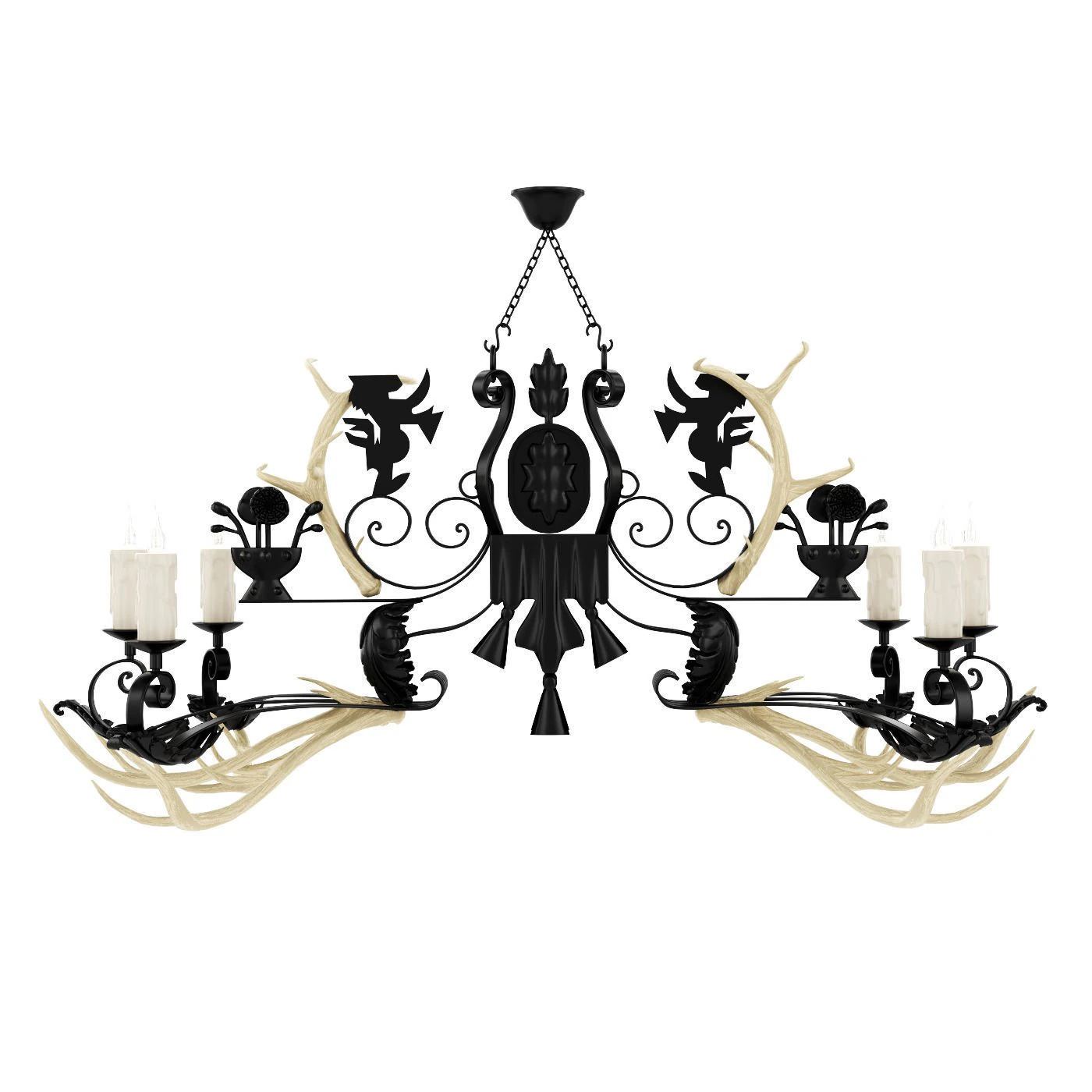 Horn chandelier 2 3D Model .c4d .max .obj .3ds .fbx .stl .blend 
