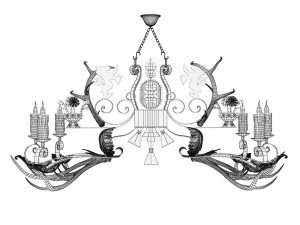 Horn chandelier 2 Model 3D