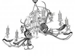 Horn chandelier 2 Model 3D