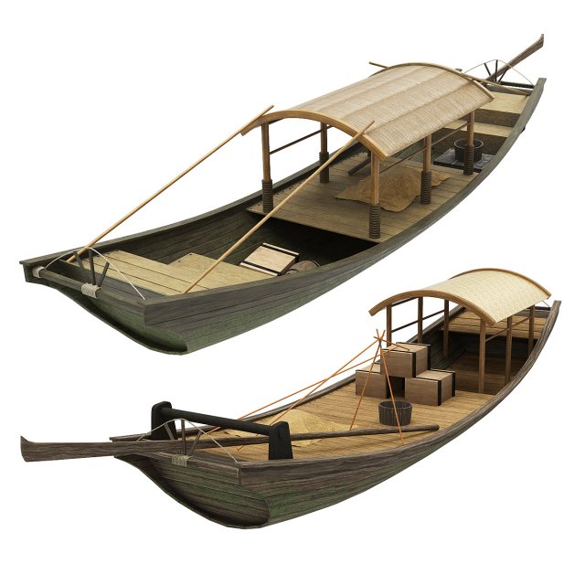 Chinese boats 3D Модель .c4d .max .obj .3ds .fbx .stl .blend 