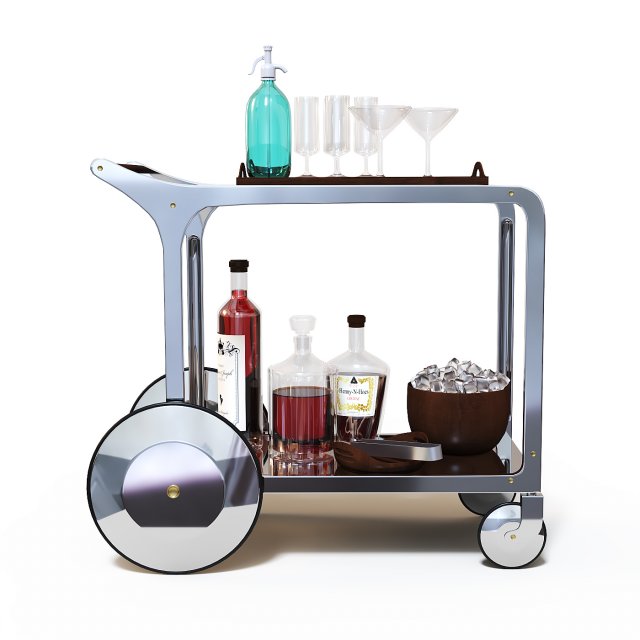 Bar trolley Circa bar cart 3D Модель .c4d .max .obj .3ds .fbx .stl .blend 