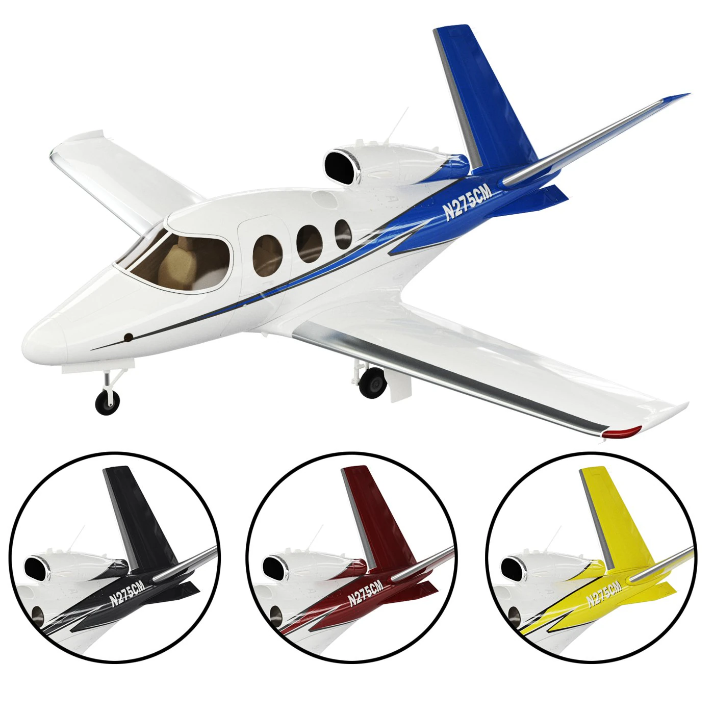 Aeronave Cirrus Vision Jet SF50 Modelo 3D .c4d .max .obj .3ds .fbx .stl .blend 