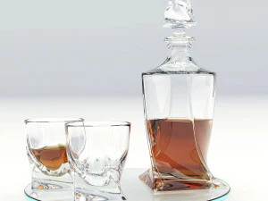 Set for whiskey Quadro 3D Model