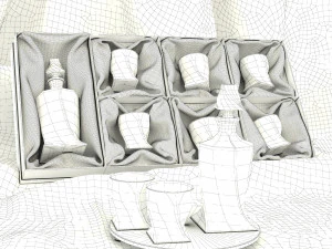 Set for whiskey Quadro 3D Model
