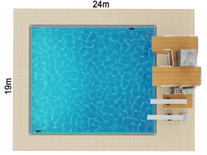 Swimming pool with a trampoline Model 3D