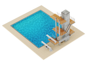 Swimming pool with a trampoline Model 3D