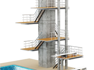 Swimming pool with a trampoline Model 3D