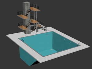 Swimming pool with a trampoline Model 3D