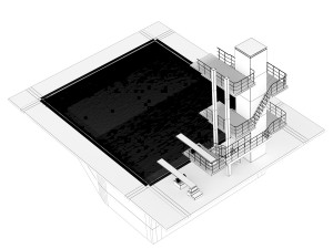 Swimming pool with a trampoline Model 3D
