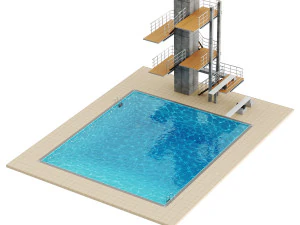트램폴린이 있는 수영장 3D 모델