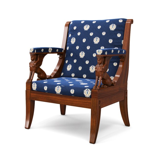 Armchair Empire 3D Model .c4d .max .obj .3ds .fbx .stl .blend