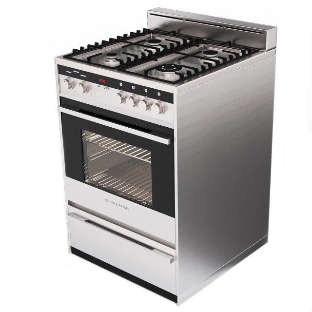 Gas stove Fisher Paykel Model 3D .c4d .max .obj .3ds .fbx .stl .blend 