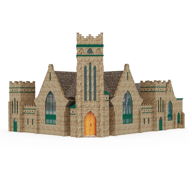 Greenwood Baptist Church 3D Model .c4d .max .obj .3ds .fbx .stl .blend 
