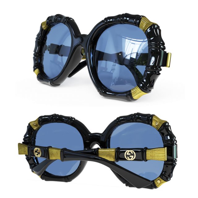 Gucci Bamboo Sunglasses 3D Model .c4d .max .obj .3ds .fbx .stl .blend 