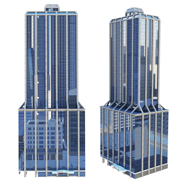 Hampton Inn Chicago hotel building Modello 3D .c4d .max .obj .3ds .fbx .stl .blend 