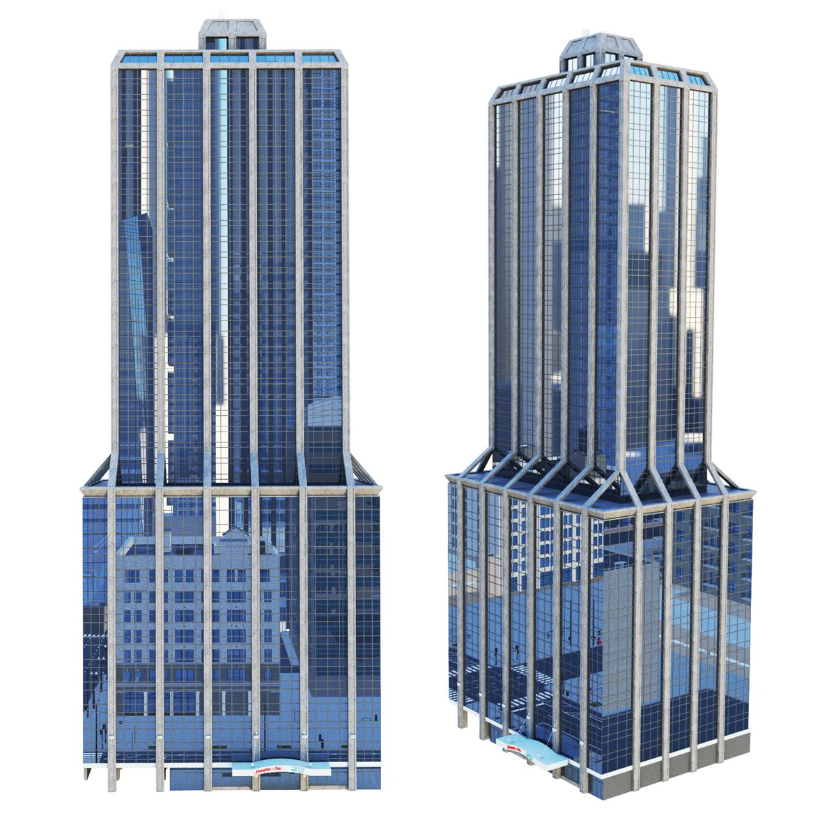 Hampton Inn Chicago hotel building 3D Model .c4d .max .obj .3ds .fbx .stl .blend 
