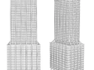 Hampton Inn Chicago hotel building 3D Model
