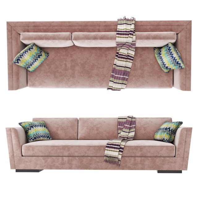Holly Hunt Flaire Sofa 3D Модель .c4d .max .obj .3ds .fbx .stl .blend 