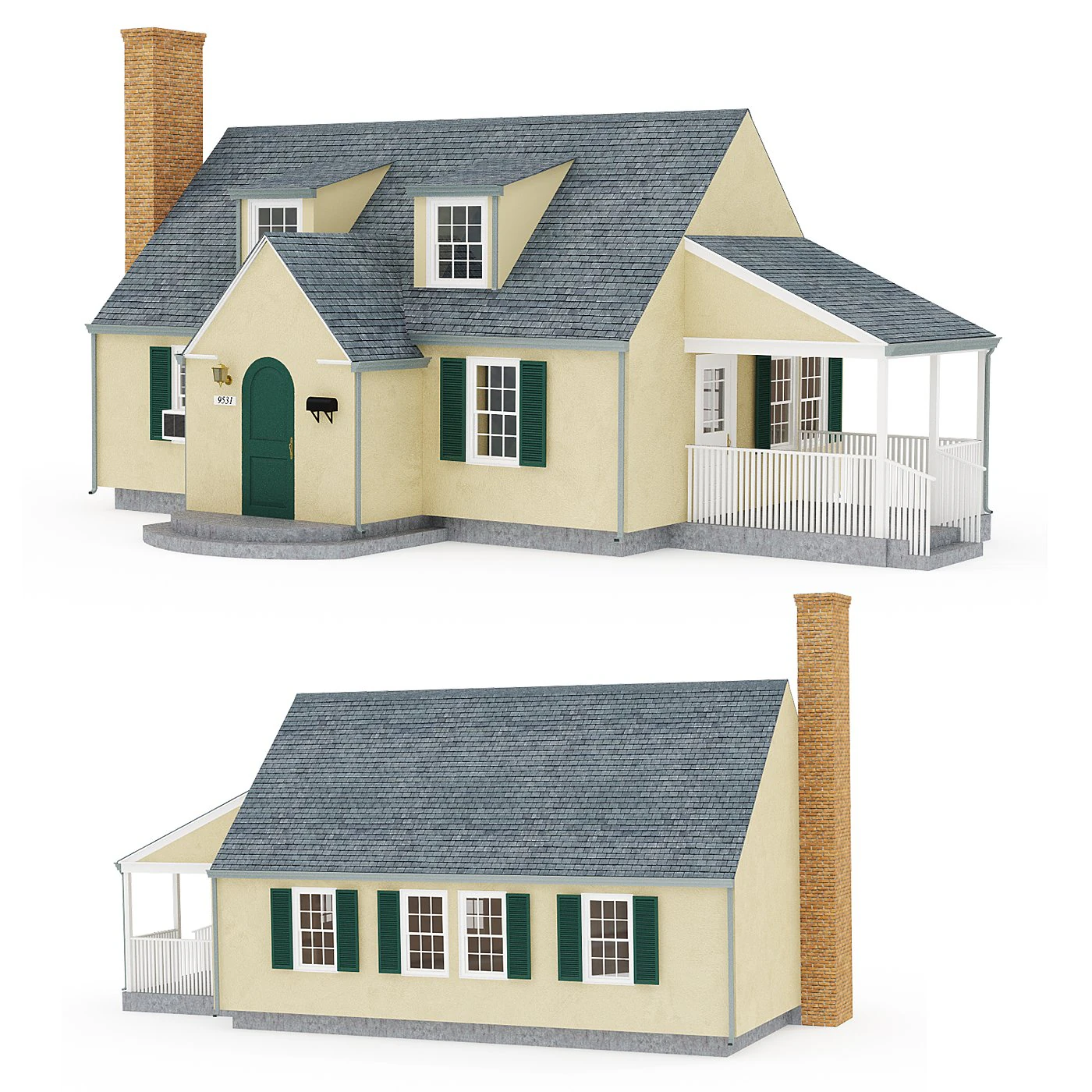 Private house 1 3D Model .c4d .max .obj .3ds .fbx .stl .blend 