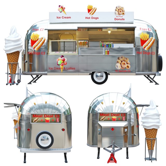 Airstream food truck Model 3D .c4d .max .obj .3ds .fbx .stl .blend 