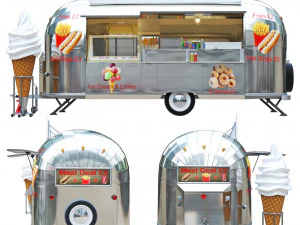 Cami&oacute;n de comida Airstream Modelo 3D