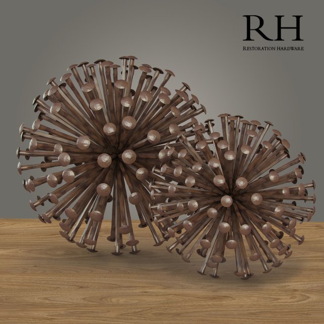 Iron Nail Sphere 3D Model .c4d .max .obj .3ds .fbx .stl .blend 