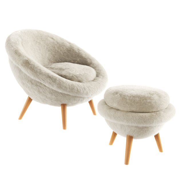 Armchair Grand Oeuf 3D Модель .c4d .max .obj .3ds .fbx .stl .blend 