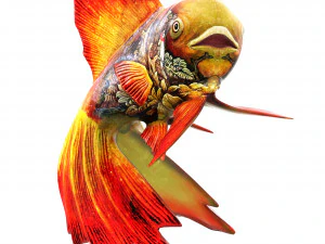 Деревянная статуэтка Грациозный кои 3D Модель