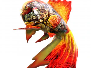 Wooden figurine Graceful Koi 3D Model