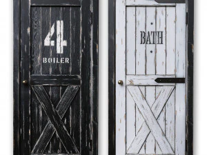 Portas estilo loft com caldeira para banheiro Modelo 3D