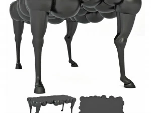 Szalony koń przy stole Model 3D