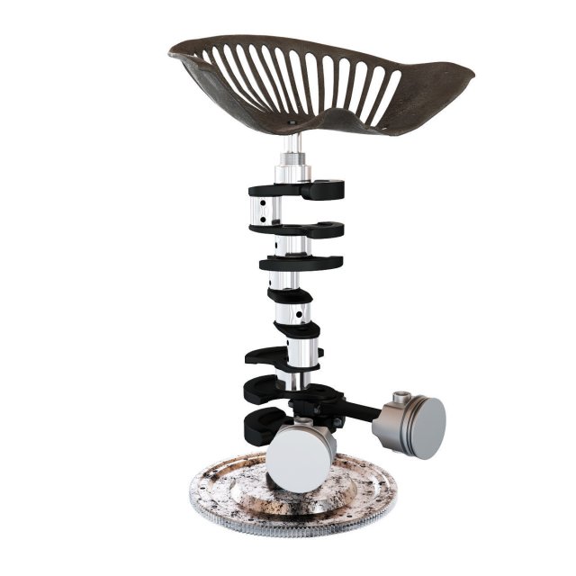 Crankshaft bar stool 3D 模型 .c4d .max .obj .3ds .fbx .stl .blend 