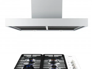 Fog&atilde;o Miele 6 e 4 bocas com exaustor Modelo 3D