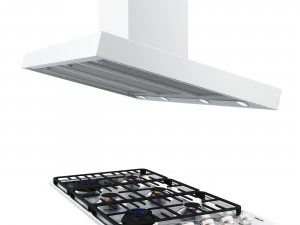 Fog&atilde;o Miele 6 e 4 bocas com exaustor Modelo 3D