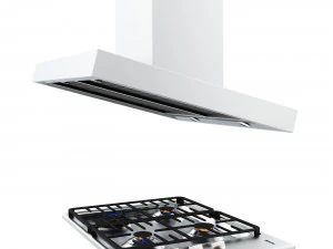 Fog&atilde;o Miele 6 e 4 bocas com exaustor Modelo 3D