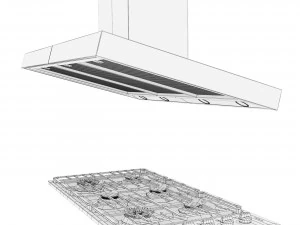 Fog&atilde;o Miele 6 e 4 bocas com exaustor Modelo 3D