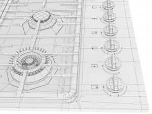 Fog&atilde;o Miele 6 e 4 bocas com exaustor Modelo 3D
